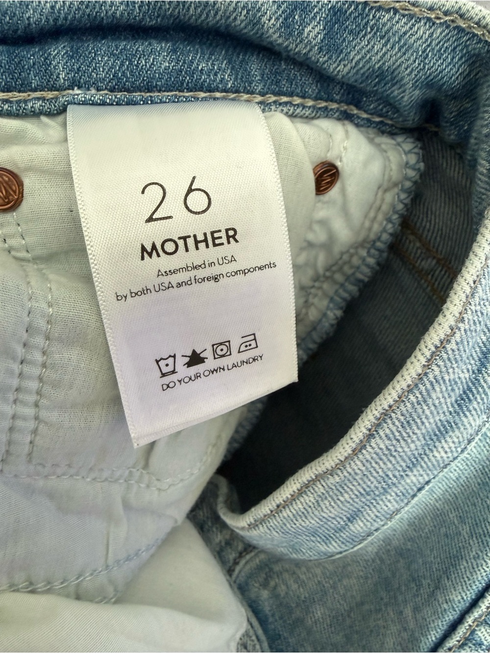 MOTHER The Scrapper Double Cuff Light Blue Denim Jeans 26 - Picture 8 of 8